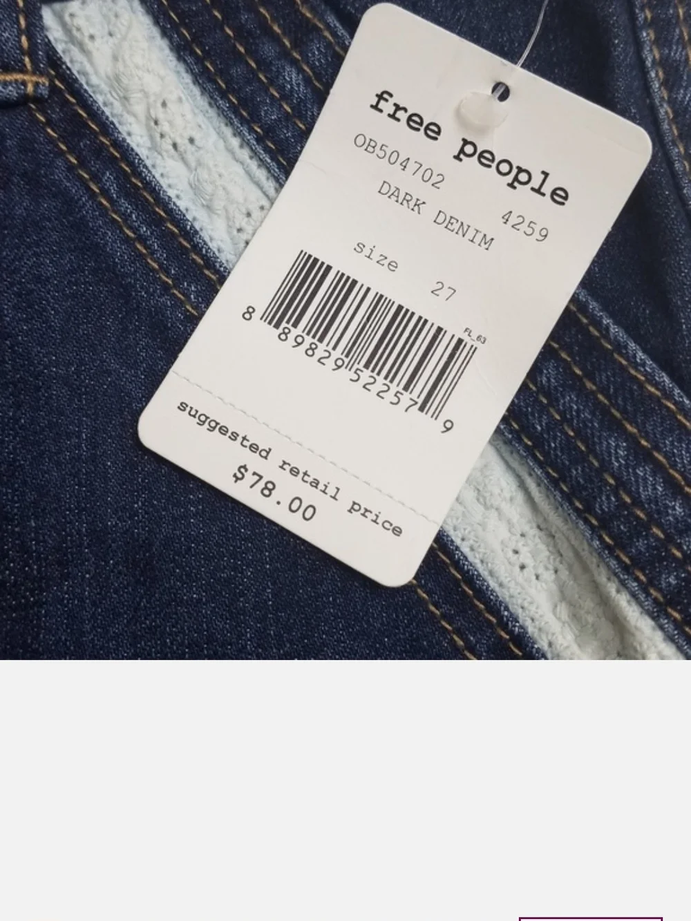 Free People Dark Denim Jeans with Contrast Stitching